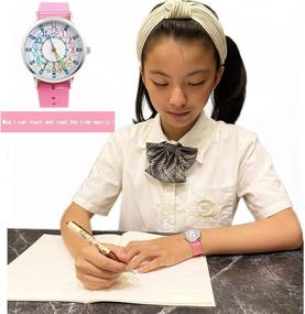 img 3 attached to 🌸 Big Bang Kids Analog Watch for Girls, Soft Cloth Strap for Learning Time, First Watch to Study Todder Time, Kindergarten Timepiece, Pink Watch for Girls Ages 7-10