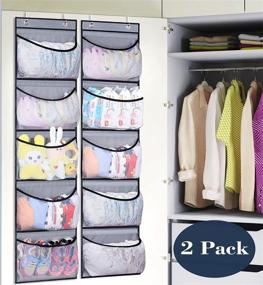 img 3 attached to Maximize Your Space: KEETDY Over The Door Organizer Storage 🚪 for Closet and Bathroom - 2 Pack (Grey), with 5 Pockets