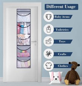 img 2 attached to Maximize Your Space: KEETDY Over The Door Organizer Storage 🚪 for Closet and Bathroom - 2 Pack (Grey), with 5 Pockets