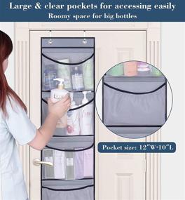 img 1 attached to Maximize Your Space: KEETDY Over The Door Organizer Storage 🚪 for Closet and Bathroom - 2 Pack (Grey), with 5 Pockets