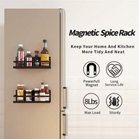 img 1 attached to Refrigerator Magnetic Spice Rack - 2 Pack Magnetic Shelf Organizer for Kitchen, Cabinet, and Stove Storage - Space Container for Small Kitchen/Apartment - Drill-Free Installation (Black, 2 Pack)