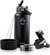 💧 revelist 32oz insulated water bottle: straw, spout, & screw top - obsidian black - stay hydrated on the go! логотип