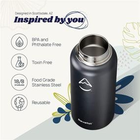 img 2 attached to 💧 Revelist 32oz Insulated Water Bottle: Straw, Spout, & Screw Top - Obsidian Black - Stay Hydrated on the Go!