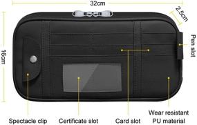 img 1 attached to 🚗 Органайзер для козырька автомобиля с держателем для солнцезащитных очков, карманами для кредитных карт и многополочной сетчатой молнией - автомобильные аксессуары SOVLONG для автомобилей, грузовиков. Органайзер для солнцезащитных козырьков (черный)