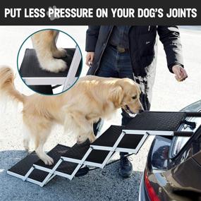 img 3 attached to Premium Foldable Dog Ramps for Large Dogs - SUV, Trucks, Beds - Non-slip Surface - Lightweight Aluminum - Supports up to 200 lbs - 5 Steps