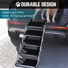 img 1 attached to Premium Foldable Dog Ramps for Large Dogs - SUV, Trucks, Beds - Non-slip Surface - Lightweight Aluminum - Supports up to 200 lbs - 5 Steps