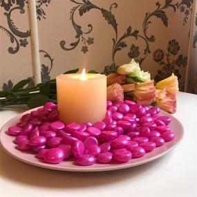 img 4 attached to 💖 Valentine's Day Gift: Fuchsia Glass Gems Flat Marbles (2 LB), Approx. 190 PC Vase Filler, Craft Supplies, Makeup Brush or Candle Holder, Wedding Decor - Painted Pink, Coated Color