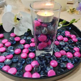 img 3 attached to 💖 Valentine's Day Gift: Fuchsia Glass Gems Flat Marbles (2 LB), Approx. 190 PC Vase Filler, Craft Supplies, Makeup Brush or Candle Holder, Wedding Decor - Painted Pink, Coated Color
