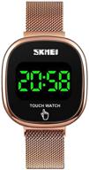 🔴 women's digital led waterproof touch screen watch girls sport (mei red) logo