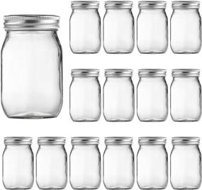 img 4 attached to 15-Pack 16oz Glass Jars with Regular and Airtight Lids - Ideal for Jam, Honey, Shower Favors, Wedding Favors - Clear Mason Jars