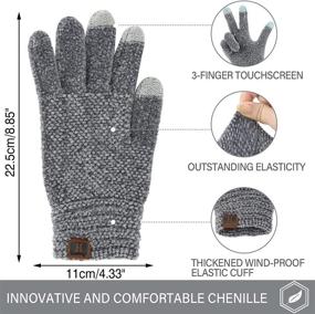 img 3 attached to Chenille Cable Knit Womens Touchscreen Gloves for Winter - Warm Elastic Cuff Thermal Gloves for Driving and Cold Weather Texting