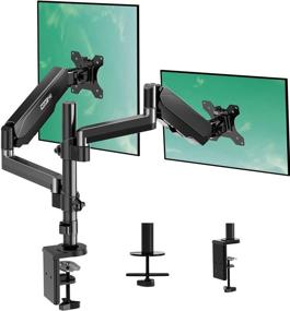 img 4 attached to 🖥️ Adjustable Gas Spring Dual Monitor Mount Stand - Fits 17 to 32 Inch Screens, Holds up to 17.6lbs - Includes Clamp, Grommet Mounting Base, VESA 75 100 Bracket