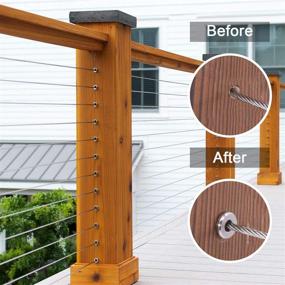 img 1 attached to 🔒 Toyeah Stainless Steel Protector Sleeves: 110 Pcs for Deck Cable Railing & Wood Post - DIY Balustrade