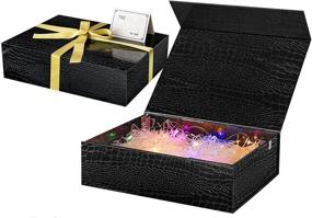 img 4 attached to 🎁 Large Gift Boxes with Lid - 12.6 X 9.5 X 3.6 Inch, Ideal for Presents, Birthday, Wedding, Graduation, Christmas - 2 Pack, Includes Card, Ribbon, Shredded Paper Filler