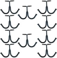 versatile 10 pcs double prong ceiling hook in black for closet, bathroom, kitchen, and garage organization logo