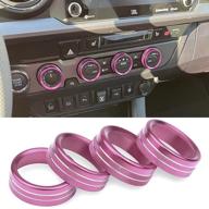 for toyota tacoma accessories air conditioner auto switch cd button knob cover decor trim compatible with toyota tacoma 2016-2020 (pink) logo