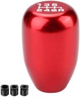 🔴 aramox gear shift knob: universal car modification manual knob gear shift head shifter 6 speed (red) logo