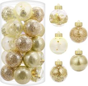 img 4 attached to 🎄 Blivalley 70mm/2.76" Christmas Ball Ornaments 25Pcs Shatterproof Clear Plastic Xmas Decoration - Gold Baubles Stuffed Hanging Balls for Holiday Festivals Party