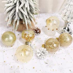 img 2 attached to 🎄 Blivalley 70mm/2.76" Christmas Ball Ornaments 25Pcs Shatterproof Clear Plastic Xmas Decoration - Gold Baubles Stuffed Hanging Balls for Holiday Festivals Party