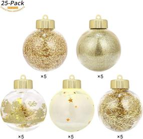 img 3 attached to 🎄 Blivalley 70mm/2.76" Christmas Ball Ornaments 25Pcs Shatterproof Clear Plastic Xmas Decoration - Gold Baubles Stuffed Hanging Balls for Holiday Festivals Party