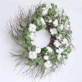 img 2 attached to 🌼 Charming 20-Inch Cotton Round Wreath: Spring and Summer Farmhouse Indoor Decor