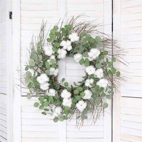 img 1 attached to 🌼 Charming 20-Inch Cotton Round Wreath: Spring and Summer Farmhouse Indoor Decor