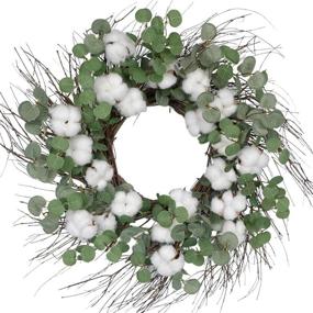 img 4 attached to 🌼 Charming 20-Inch Cotton Round Wreath: Spring and Summer Farmhouse Indoor Decor