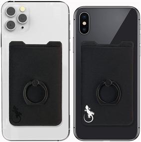 img 4 attached to 📱 Phone Card Holder with Phone Ring: Convenient Wallet, Finger Grip, Stand & Credit Card Sleeve for Any Cell Phone (2 Pack - White & Black Logos)