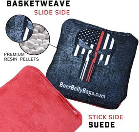 img 1 attached to 🍺 Beer Belly Bags Cornhole - Competitive Series 8 Resin Filled Bags - Double Sided with Sticky and Slick Basketweave Surfaces