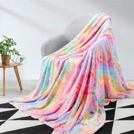 🌈 elegear rainbow throw blanket: a unique tie-dye fleece blanket for girls - super soft, cute, and decorative logo