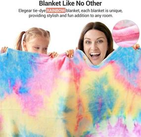 img 2 attached to 🌈 Elegear Rainbow Throw Blanket: A Unique Tie-dye Fleece Blanket for Girls - Super Soft, Cute, and Decorative