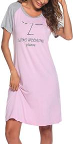 img 4 attached to Ekouaer Nightgown Sleepwear Nightwear Sleepshirt Women's Clothing and Lingerie, Sleep & Lounge