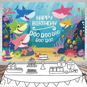 img 2 attached to 7x5ft Undersea World Whale Shark Starfish Seahorse Photo Background - GYA Cute Shark Backdrop for Photography, Ideal for Children Birthday Party