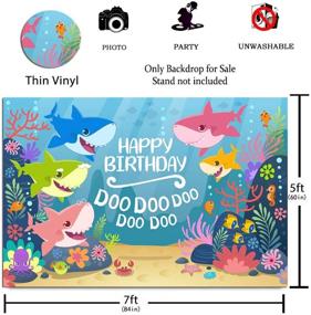 img 1 attached to 7x5ft Undersea World Whale Shark Starfish Seahorse Photo Background - GYA Cute Shark Backdrop for Photography, Ideal for Children Birthday Party