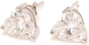 img 2 attached to Sparkling 2ct Moissanite Diamond Stud Earrings: Heart Shape White Gold Plated, Sterling Silver Hypoallergenic Delight