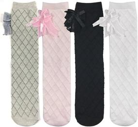 img 3 attached to Toptim 4-Pack Little Girl's Knee High Socks Over Calf - Kids Overknee Stockings in Bow Style