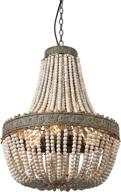 newrays wood bead chandelier pendant three lights gray white finishing retro vintage antique rustic kitchen ceiling lamp light fixtures(big) logo