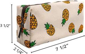 img 3 attached to 🍍 Pineapple Paradise: A Stylish and Spacious Canvas Pencil Case and Makeup Bag for Teens