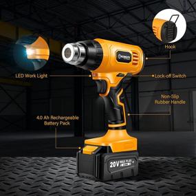 img 3 attached to 🔥 20V Max Lithium-ion Battery Cordless Heat Gun Kit - WORKSITE Hot Air Gun with 4.0A Battery, Fast Charger & Tool Bag, 4 Nozzle Attachments for Crafts, Shrink PVC, Stripping Paint and More