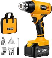 🔥 20v max lithium-ion battery cordless heat gun kit - worksite hot air gun with 4.0a battery, fast charger & tool bag, 4 nozzle attachments for crafts, shrink pvc, stripping paint and more logo