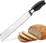 🔪 zulay serrated bread knife 8 inch - ultra-sharp & durable blade - easy slicing & safety guard - cut bread, vegetables & more (black) logo