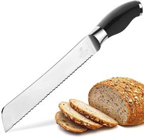 img 4 attached to 🔪 Zulay Serrated Bread Knife 8 inch - Ultra-Sharp & Durable Blade - Easy Slicing & Safety Guard - Cut Bread, Vegetables & More (Black)