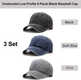 img 3 attached to 🧢 Stylish 3 Pack Baseball Cap: Vintage Distressed Low Profile Unstructured Cotton Dad Hat – Adjustable for Women and Men