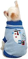 east side collection acrylic deck the halls dog sweater, medium, 16-inch, blue - festive pet attire for the holiday season логотип