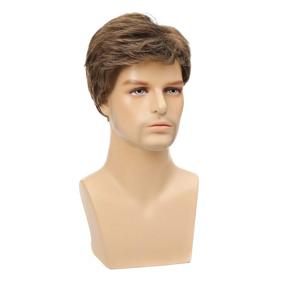 img 2 attached to 🧔 Short Brown Wig for Men - Synthetic Hair Costume Replacement for Halloween and Natural-Looking Hairstyles