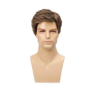 img 3 attached to 🧔 Short Brown Wig for Men - Synthetic Hair Costume Replacement for Halloween and Natural-Looking Hairstyles