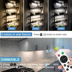 img 1 attached to 💡 6 Pack Battery Operated Remote Control Under Cabinet Lighting - 20 LED Closet Lights with Touch Switch Night Light for Kitchen, Counter, Bedroom - Wireless Stick On Lights in 3 Colors