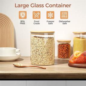 img 3 attached to 🍯 ComSaf Glass Jar: Large Airtight Food Storage Container with Bamboo Lid - 101FL OZ/3 Liter Clear Glass Canister for Kitchen Storage, Wide Mouth Access
