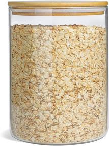 img 4 attached to 🍯 ComSaf Glass Jar: Large Airtight Food Storage Container with Bamboo Lid - 101FL OZ/3 Liter Clear Glass Canister for Kitchen Storage, Wide Mouth Access