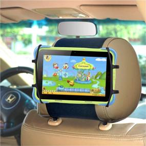 img 3 attached to 🚗 Convenient Car Headrest Mount Holder: Adjustable Angle & Soft Silicon Net for 7-10 Inch iPad/Tablets